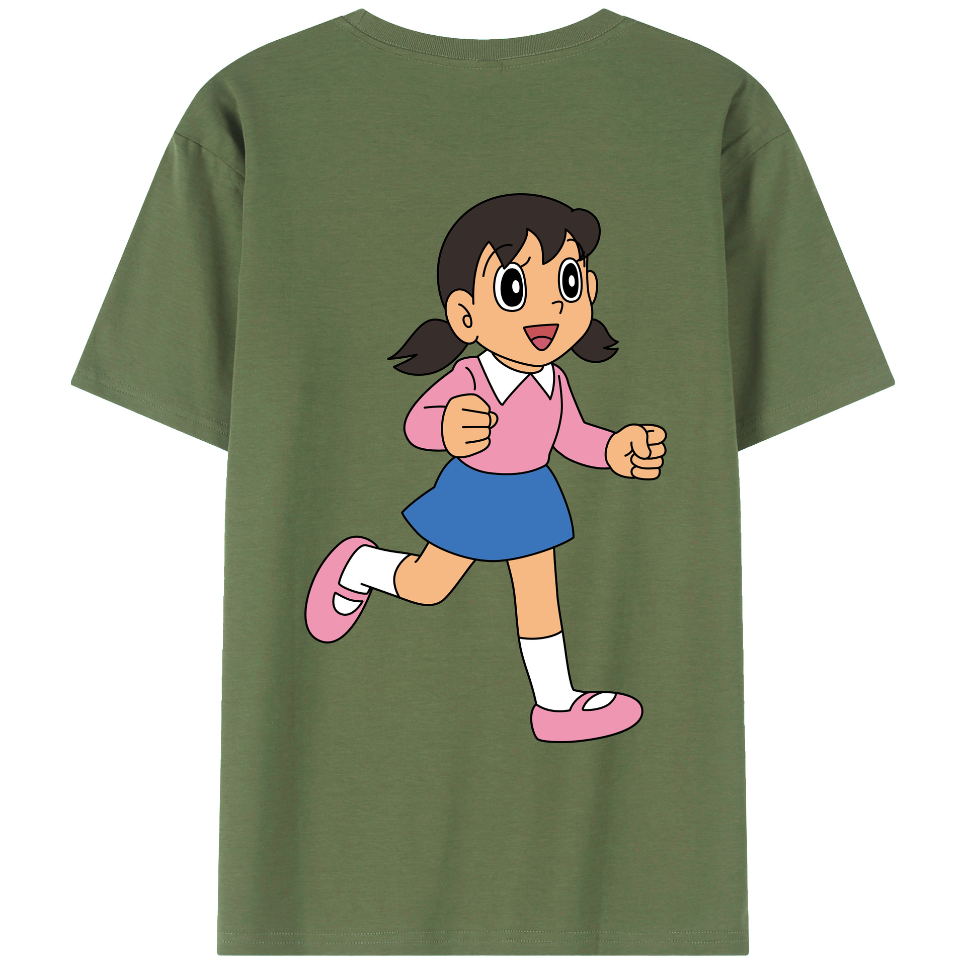 （画像用） ドラえもん みなもと しずか Doraemon Shizuka Minamoto 綿100％ メンズ半袖Tシャツ（バックプリント） 通気性